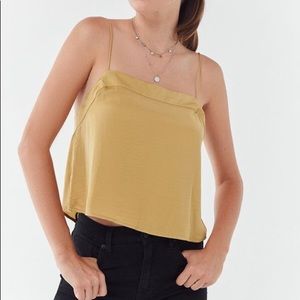 yellow SILK square neck top urban outfitters